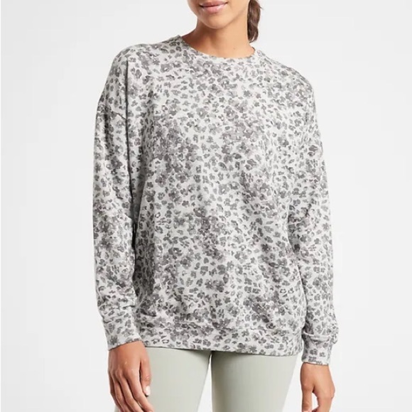 Athleta Studio to Street Print Sweatshirt in Heather Grey Libra, Size M - Picture 1 of 8